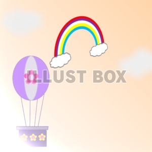 イラスト　虹と気球