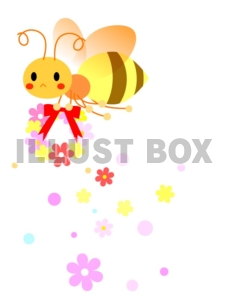 ミツバチと花（ブーケ）のイラスト