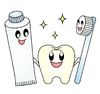 歯と歯磨き粉と歯ブラシ
