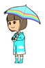傘とレインコートの女の子