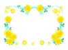 黄色いバラ・青いリボンフレーム飾り枠