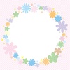 お花サークルフレーム／ピンクの水玉背景付き