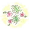 ハワイ柄　花と葉っぱ　黄色