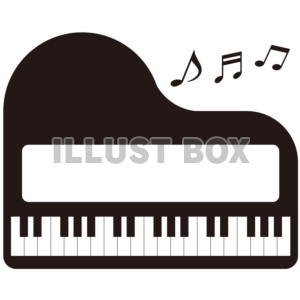 【ワンポイントイラスト】ピアノ教室　お名前　黒