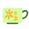 グリーンのお花マグカップ