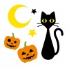 ハロウィン　黒猫とかぼちゃ