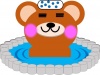 露天風呂に入るクマ