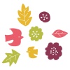 【ワンポイントイラスト】北欧デザインシリーズ　鳥と花と葉っぱ01