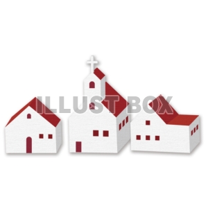 【ワンポイントイラスト】北欧デザインシリーズ　赤い屋根の家集...