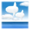 【ワンポイントイラスト】　海と空と雲シリーズ　マンボウ