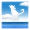 【ワンポイントイラスト】　海と空と雲シリーズ　猫