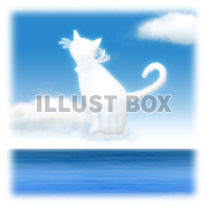 【ワンポイントイラスト】　海と空と雲シリーズ　猫