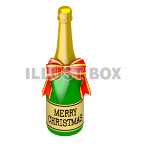 メリークリスマスのリボン付きシャンパンボトル