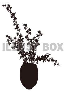 【シルエット】植物シリーズ　鉢植えと花瓶　06