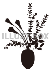 【シルエット】植物シリーズ　鉢植えと花瓶　08