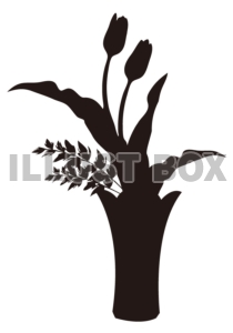【シルエット】植物シリーズ　鉢植えと花瓶　09