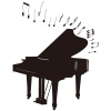 【シルエット】ピアノと音符