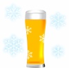 ビールグラスと雪の結晶
