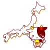 日本地図を指す牛のイラスト
