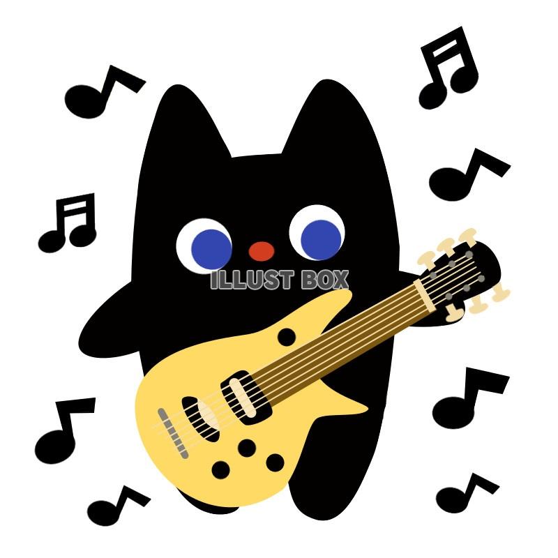 バンドのギターを弾く猫