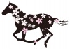 年賀状　桜柄の馬イラスト　黒