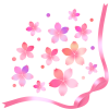 桜とリボンのカット【透過PNG】