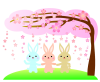 桜の丘と3匹のうさぎ【透過PNG】【EPS】