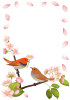 【枠・フレーム素材　透過PNG】　桜の花とコマドリ（駒鳥）01