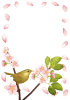 【枠・フレーム素材　透過PNG】　桜の花とウグイス（鶯）03
