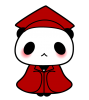 赤い帽子と赤マント・卒業衣装パンダちゃんイラスト