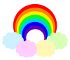 虹とカラフルな雲 [透過PNG]