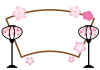 ひな祭り　桃の花とぼんぼりのフレーム2【透過PNG】