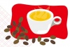 コーヒーカップとコーヒー豆のカフェのイラスト