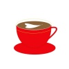 赤いカップのコーヒー