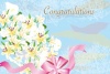 結婚ブライダルのお祝いに使える白い花束のカード