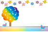虹色の木と音符がコラボした可愛いPNGカード
