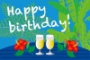 常夏のハイビスカスとビールの誕生日カード
