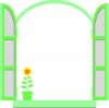 緑のアーチ窓のフレーム