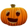 【ワンポイントイラスト】リアルなかぼちゃ15　ジャックオーランタン
