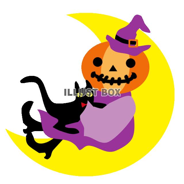 かぼちゃ魔女と黒猫　透過ＰＮＧ
