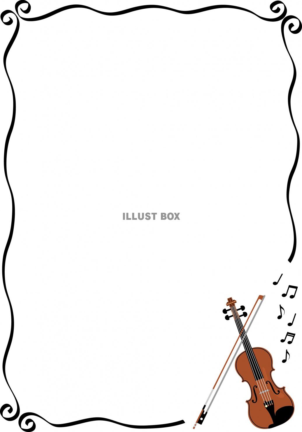 バイオリンとシンプルなラインのフレーム