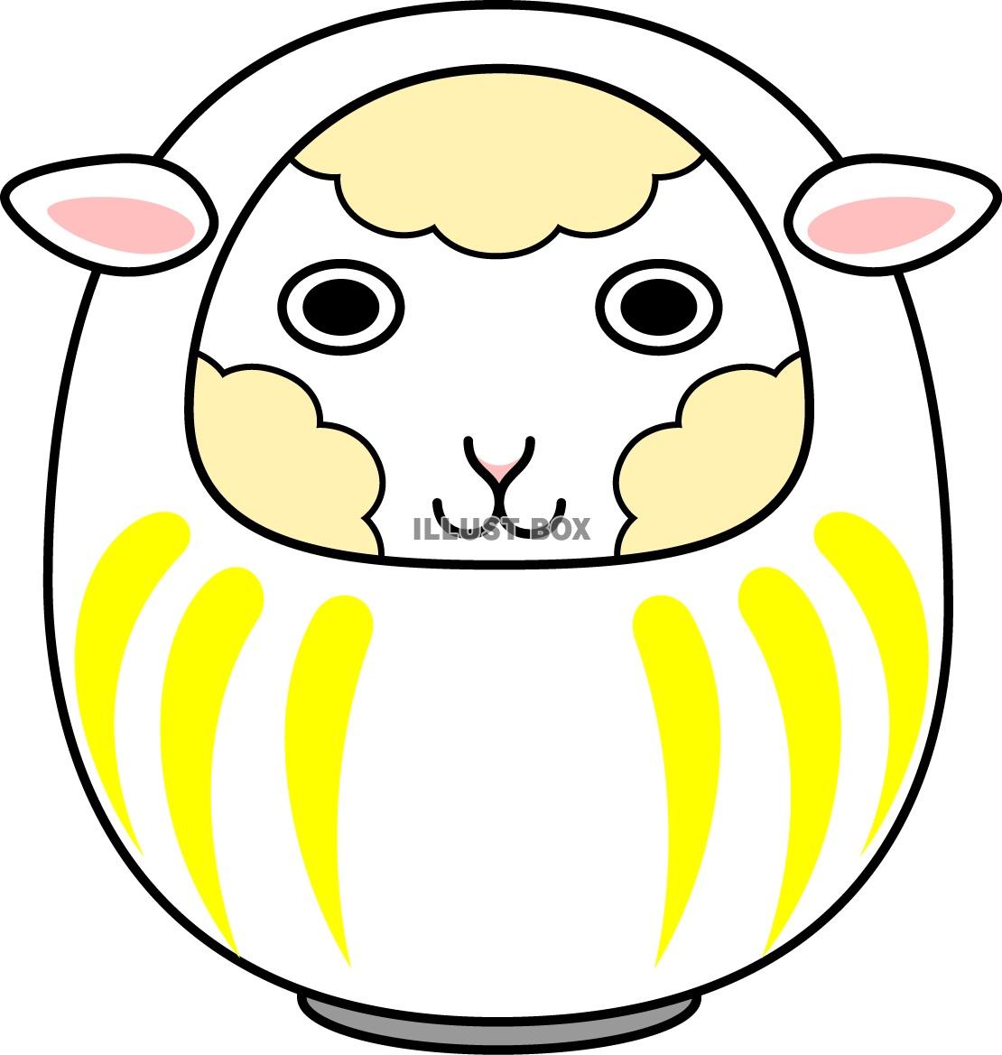 白い顔の羊のだるま（白・文字なし）