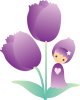 紫のお花と女の子