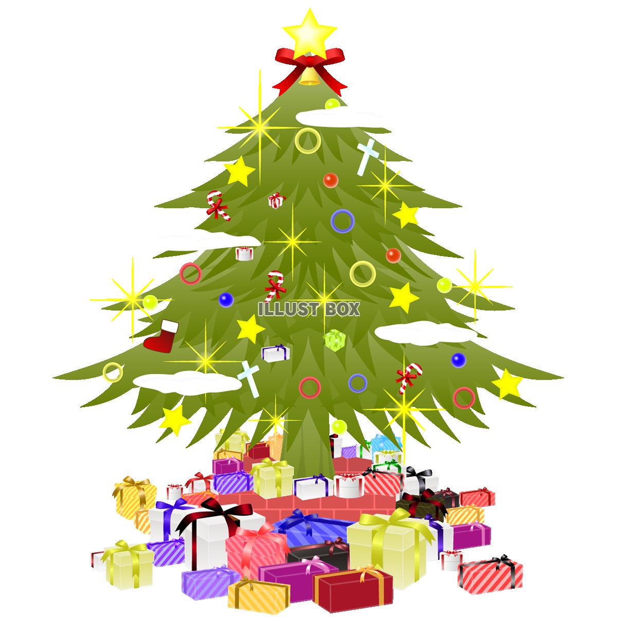 クリスマスツリーとたくさんのプレゼント【透過PNG】