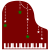 クリスマスカラーの星とピアノ