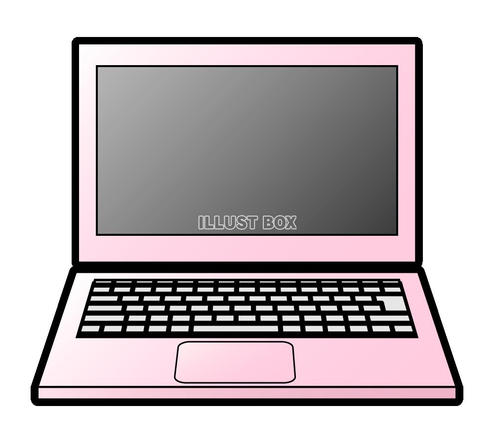 ノートパソコン　ピンク1　(透過PNG)