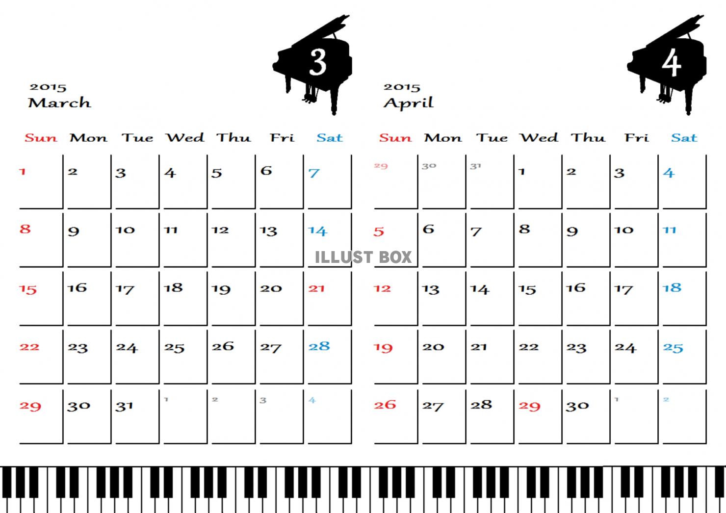 ピアノカレンダー　2015年3～4月分