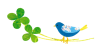 青い鳥と四つ葉のクローバー　透過PNG
