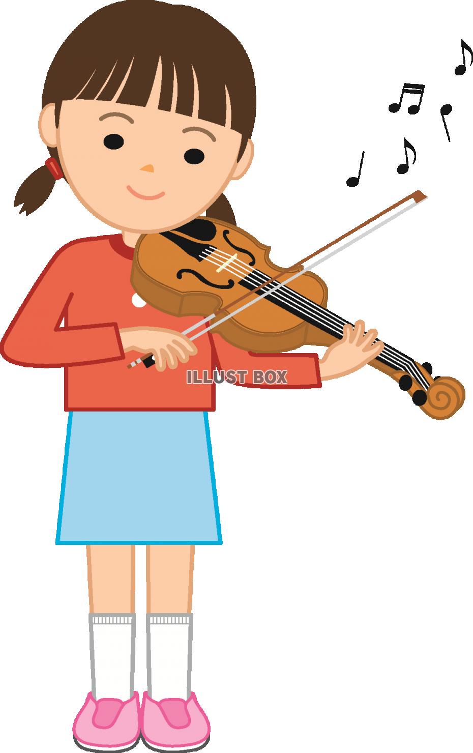 バイオリンを弾く女の子　透過png