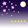 月夜に浮かぶ菜の花と桜